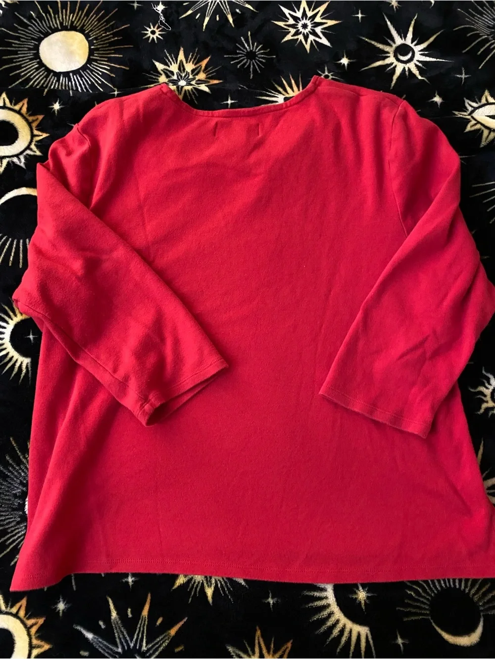 Birch Hill Red Scoop Neck Top with Sequin Floral Trim - Picture 2 of 4